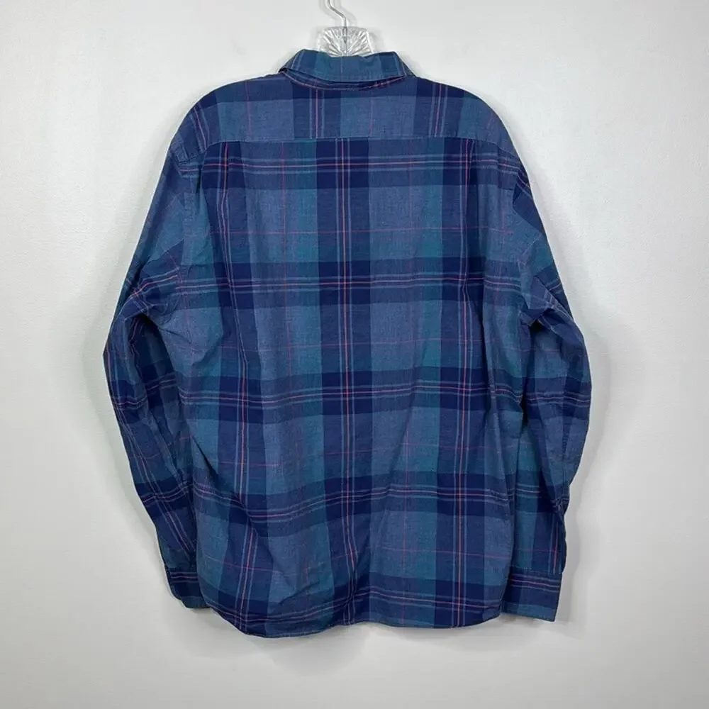 J. Crew Men's Blue Plaid Button Down Shirt XL 100% Cotton Slim Fit Casual